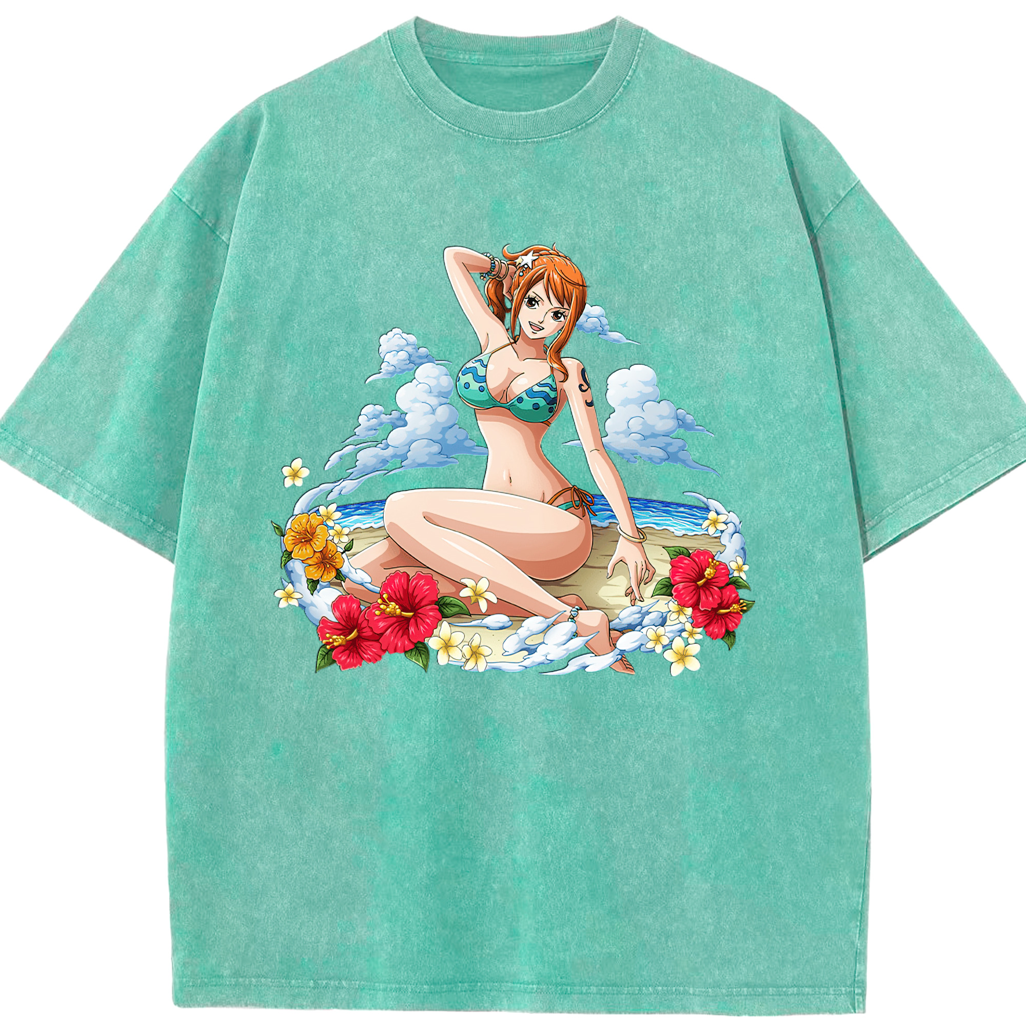 ワンピース ナミ ONE PIECE Nami 綿100% ヴィンテージ風 半袖Tシャツ（フロントプリント）